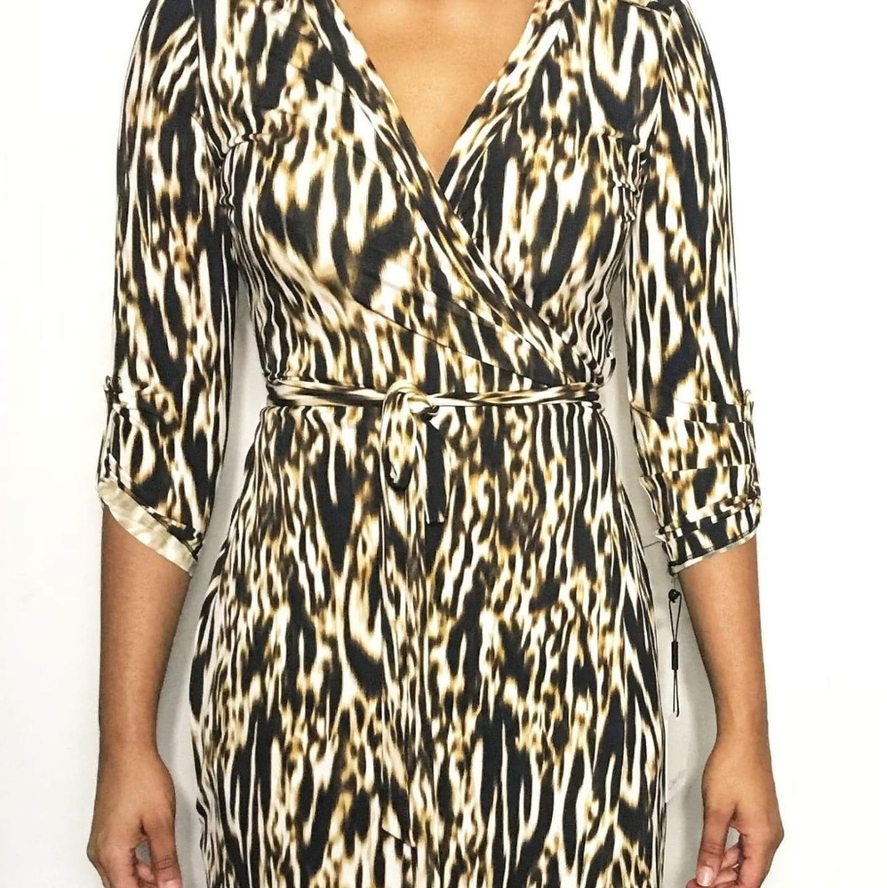 Calvin Klein Animal Print Wrap Dress